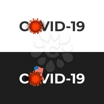 Covid-19 text sign coronavirus vector illustration on the black and white background