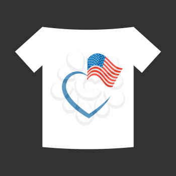 White T-Shirt with the heart shape and USA flag