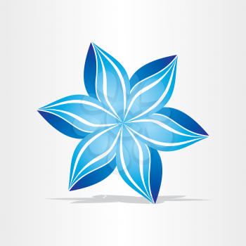 blue flower abstract design element stylized icon