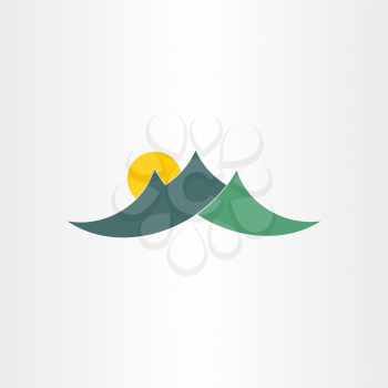 green mountains and sun icon nature travel symbol background holiday 