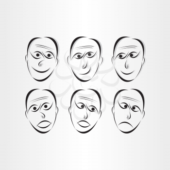 men faces emotions symbols abstract design elements