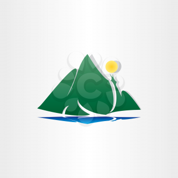 mountain lake sun symbol abstract design element