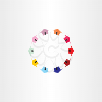 colorfull houses circle vector logotype design