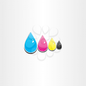 drops of cmyk ink printing symbol design