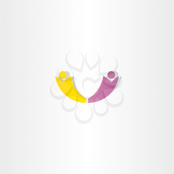 happy people purple yellow vector logo design element
