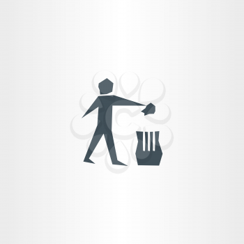 recycling trash bin man symbol garbage icon sign