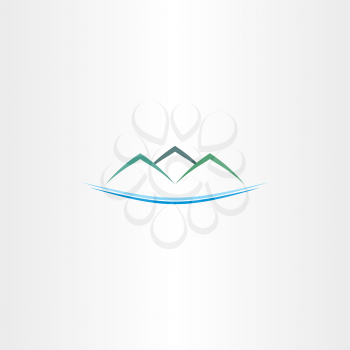 sea and mountains island logo vector icon emblem