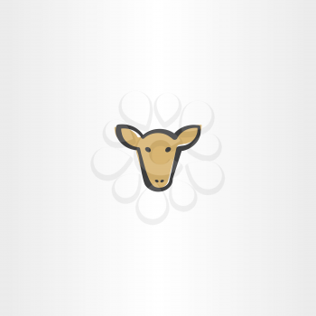 brown cow head vector icon label