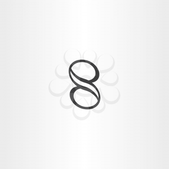 black number eight 8 vector icon design element outline