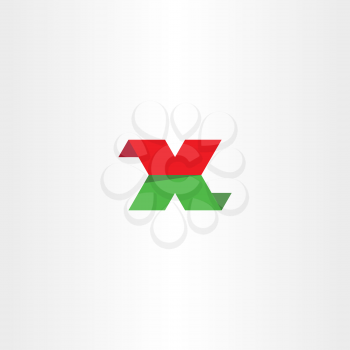 flat letter x green red icon logo vector design