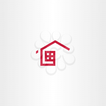 red icon home house real estate vector symbol 