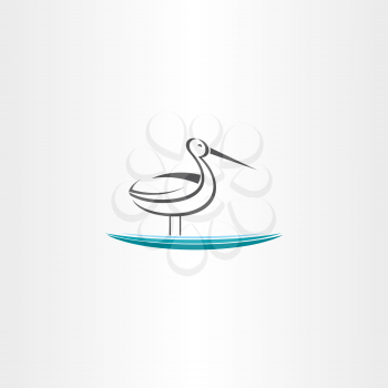 stork in water vector icon symbol