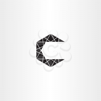 geometric black c letter icon vector symbol 