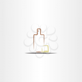 whisky glass and bottle vector icon label