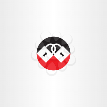red black lock icon vector design element