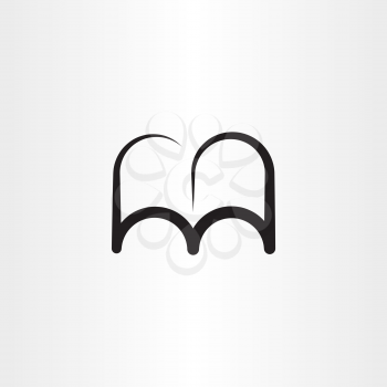 black open book icon logo design