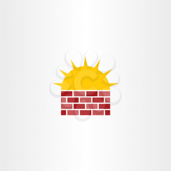 brick wall and sun vector icon 