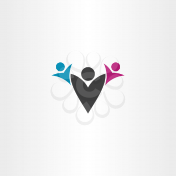 parent and children letter v logo icon design