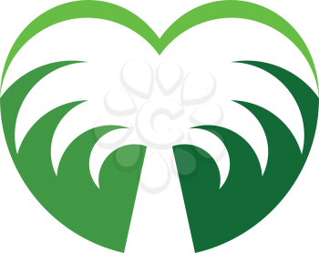 palm tree heart shape logo vector icon 