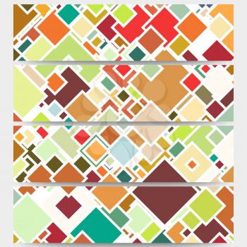 Web banners collection, abstract header layouts. Abstract colored backgrounds, square design, vector illustration templates.