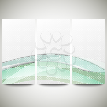 Abstract flyers set, colored wave vector design.