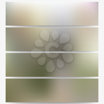 Abstract unfocused natural headers set, blurred design vector.