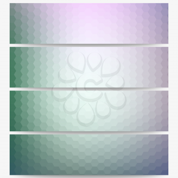 Abstract hexagonal headers set, blurred design vector.