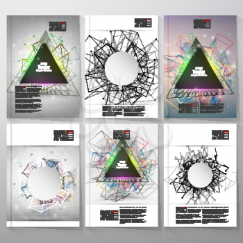 Abstract triangle banner with place for text. Molecule structure background. Brochure, flyer or report for business, templates vector.