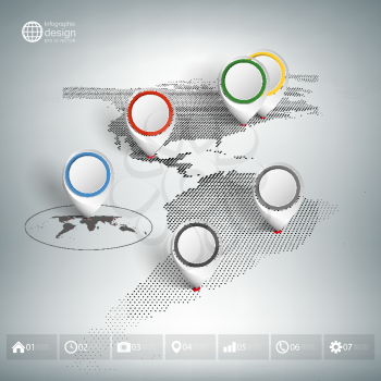 World map with pointer marks. Infographics for business design and website template.