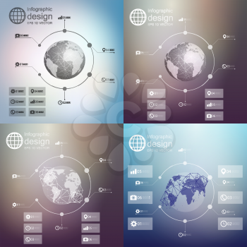 Infographics with unfocused backgrounds and icons, set for business design vector