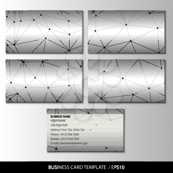 Set of metallic themed business card templates vector.
