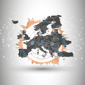 Europe map background vector illustration, background for communication