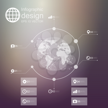 infographic with unfocused background and icons set for business design vector.