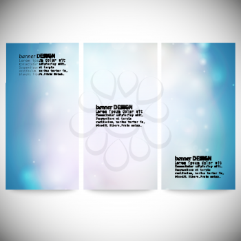 Set of vertical banners. Abstract multicolored defocused lights background vector illustration.