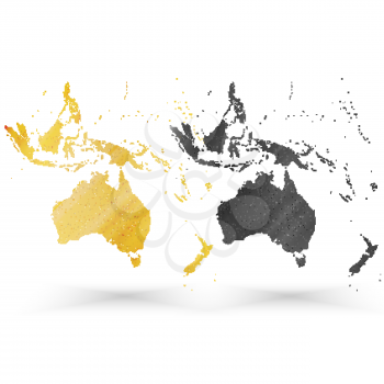 Australia map, wooden design texture, vector illustration.