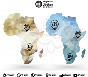 Africa map template, triangle design, infographics vector illustration.