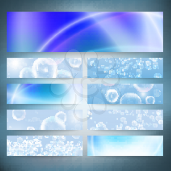 Set of horizontal banners. Drops in the blue water vector background. Modern banners, abstract banner design, business design and website templates vector.
