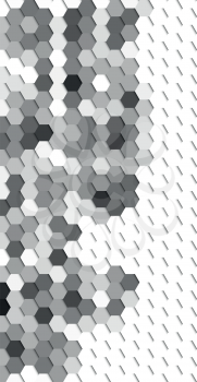 Gray geometric background, abstract hexagonal pattern vector.