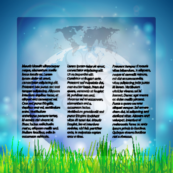 Blue Abstract background of globe with grass, template with world map icon  vector illustration for mass media.