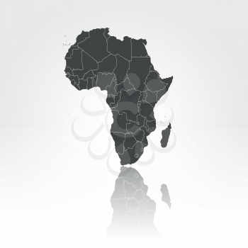 Africa map with shadow background vector illustration