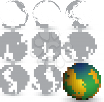 Set of globes, world map vector illustration.