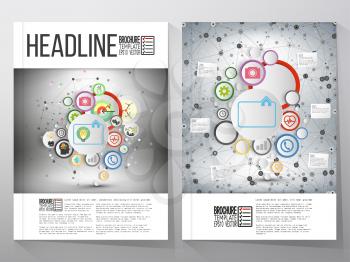 Business vector templates, brochure, flyer or booklet. Infographic networks with icons for business vector template.