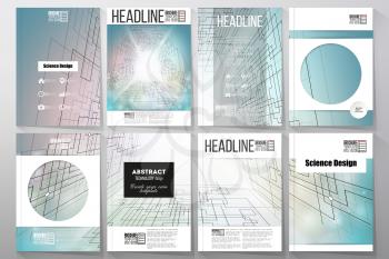 Set of business templates for brochure, flyer or booklet. Abstract vector background of digital technologies, cyber space.