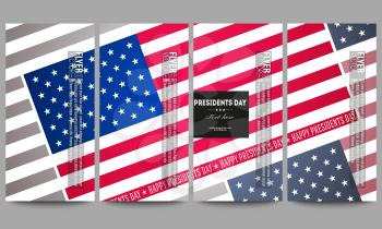 Set of modern vector flyers. Presidents day background, abstract poster with american flag, vector illustration