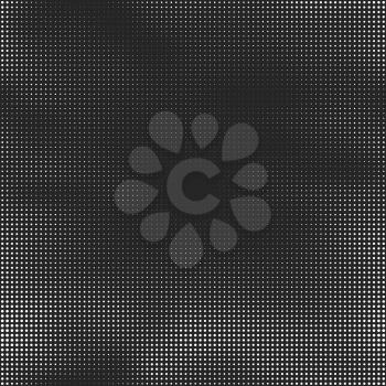 Halftone seamless vector background. Abstract halftone effect with white dots on black background.