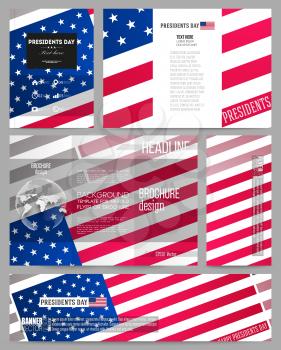 Set of business templates for presentation, brochure, flyer or booklet. Presidents day background with american flag, abstract vector illustration.