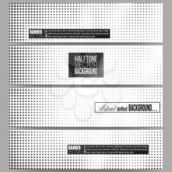 Set of modern vector banners. Halftone vector background. Abstract halftone effect with black dots on white background.