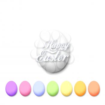 Set of colorful eggs isolated on white, vector illustation.