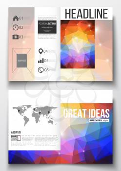 Set of business templates for brochure, magazine, flyer, booklet or annual report. Abstract colorful polygonal background, modern stylish triangle vector texture.