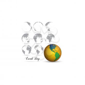 Earth Day background with the words and world globes. Vector illustration.  